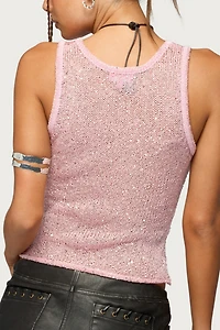 Edikted Eleora Sequin Knit Tank Top