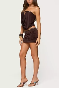 Edikted Giana Iridescent Strapless Cowl Neck Top