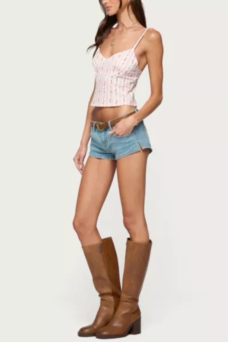 Edikted Raia Floral Striped Backless Top