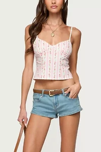 Edikted Raia Floral Striped Backless Top
