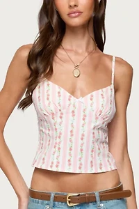 Edikted Raia Floral Striped Backless Top