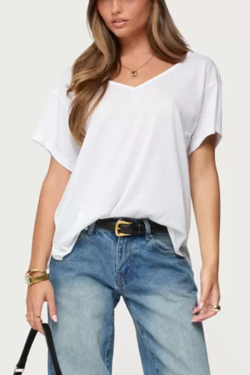 Edikted Sonora Oversized V Neck T Shirt