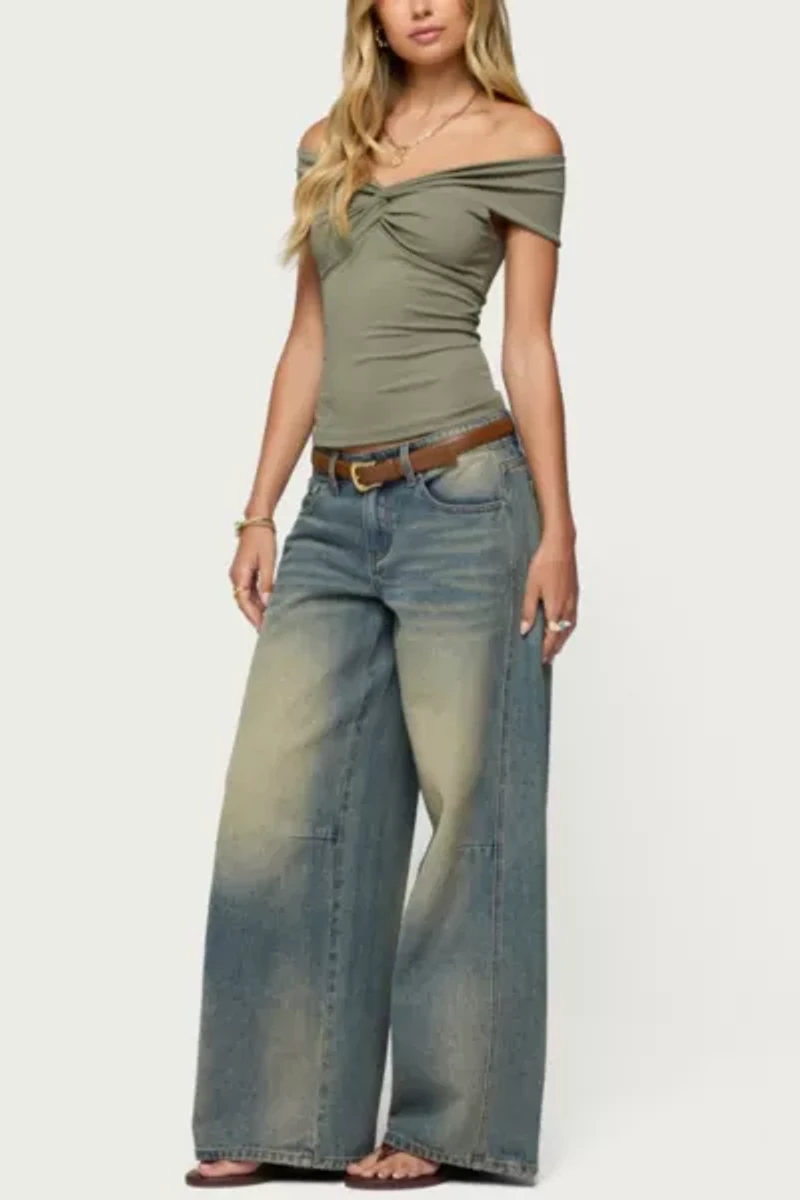 Edikted Twisted Front Off Shoulder Top