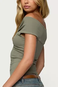 Edikted Twisted Front Off Shoulder Top
