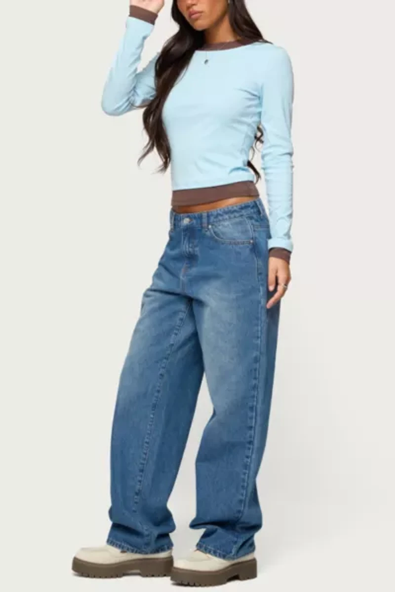 Edikted Contrast Layered Look Long Sleeve T Shirt