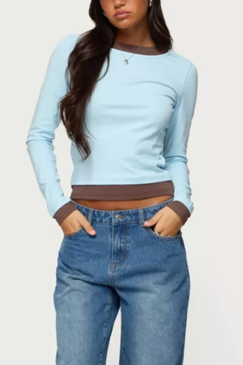 Edikted Contrast Layered Look Long Sleeve T Shirt
