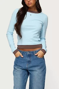 Edikted Contrast Layered Look Long Sleeve T Shirt