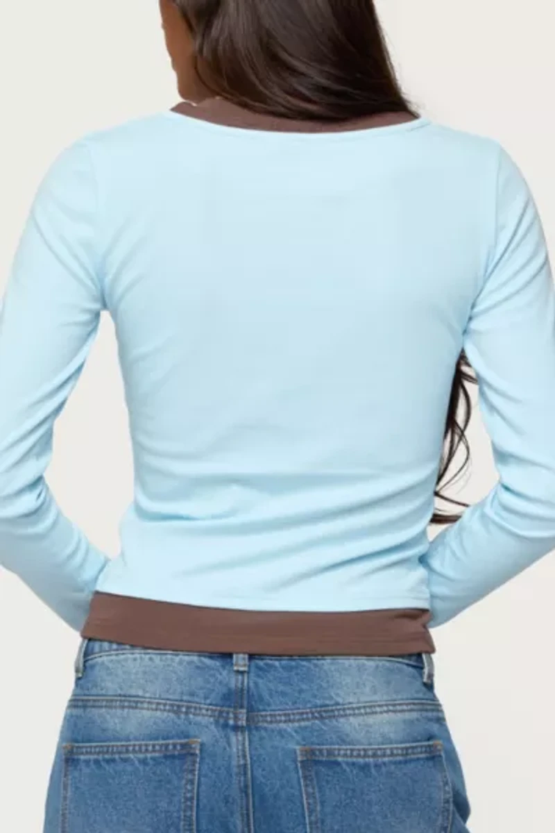 Edikted Contrast Layered Look Long Sleeve T Shirt