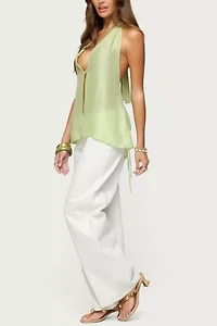 Edikted Silky Look Split Front Halter Top