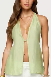 Edikted Silky Look Split Front Halter Top