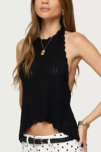Edikted Ivey Backless Crochet Halter Top