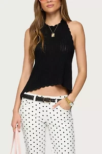 Edikted Ivey Backless Crochet Halter Top