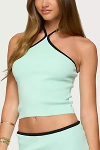 Edikted Aureley Contrast Knit Halter Top