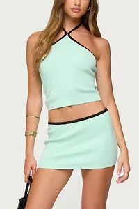Edikted Aureley Contrast Knit Halter Top