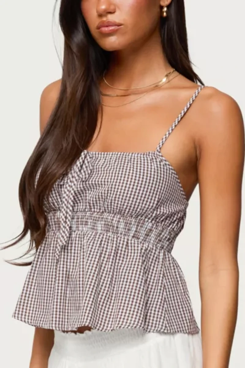 Edikted Zahara Gingham Babydoll Top
