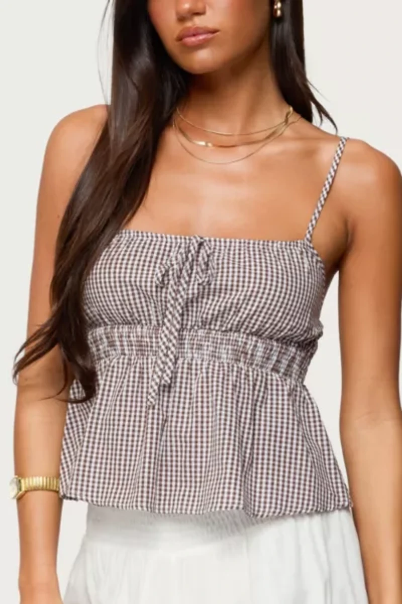 Edikted Zahara Gingham Babydoll Top