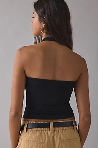 BDG Nova Ribbed Knit Cropped Halter Top