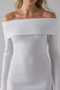 ReMADE By UO Remnants Knit Long Sleeve Off-The-Shoulder Mini Dress
