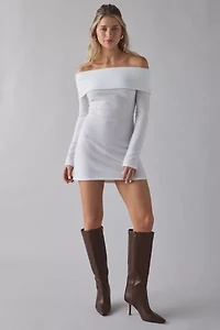 ReMADE By UO Remnants Knit Long Sleeve Off-The-Shoulder Mini Dress