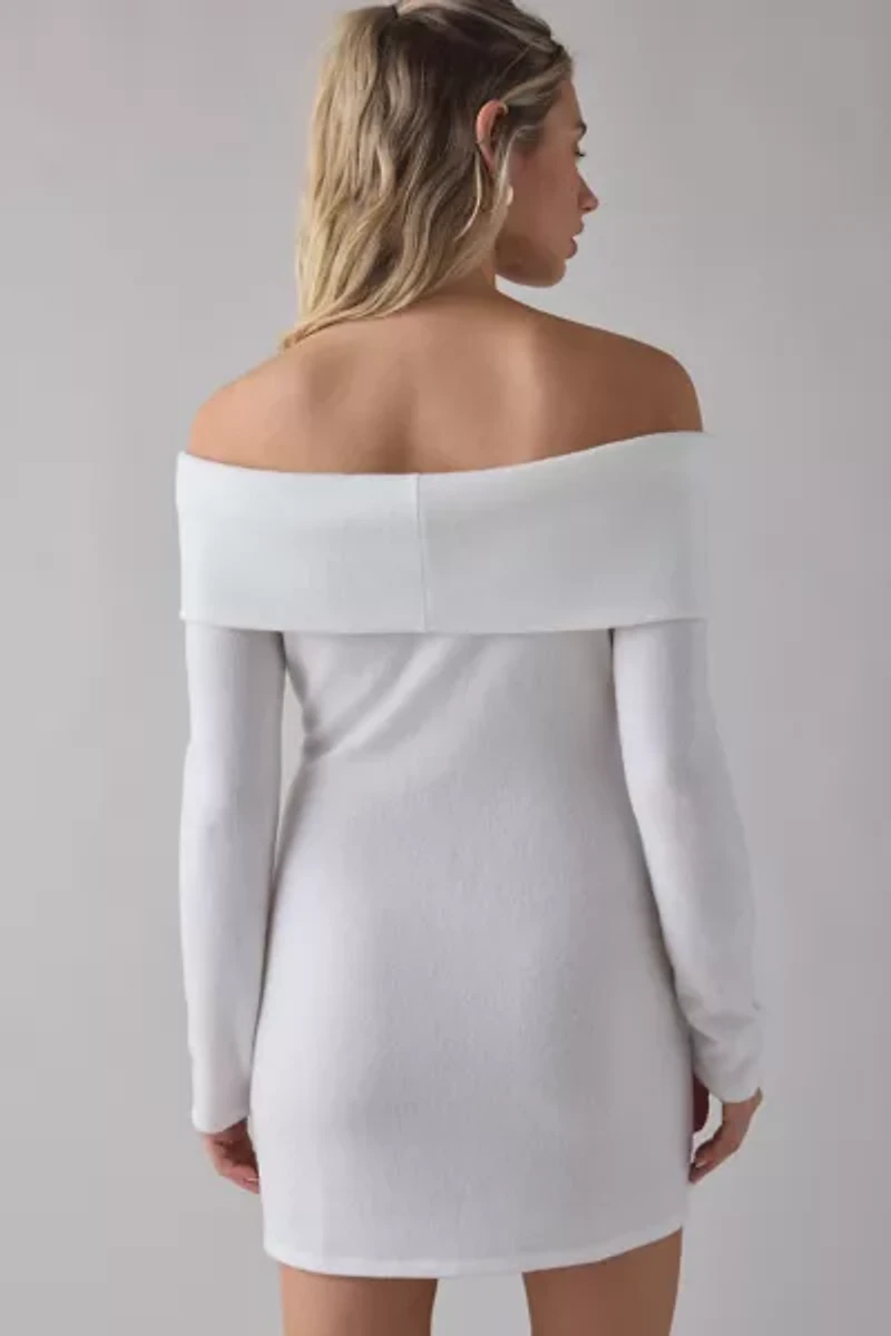 ReMADE By UO Remnants Knit Long Sleeve Off-The-Shoulder Mini Dress
