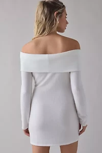 ReMADE By UO Remnants Knit Long Sleeve Off-The-Shoulder Mini Dress