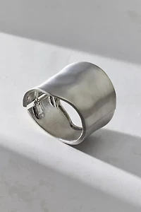 Modern Wide Brushed Silver Cuff Bracelet