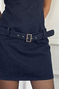Motel Dilshan Belted Denim Mini Dress