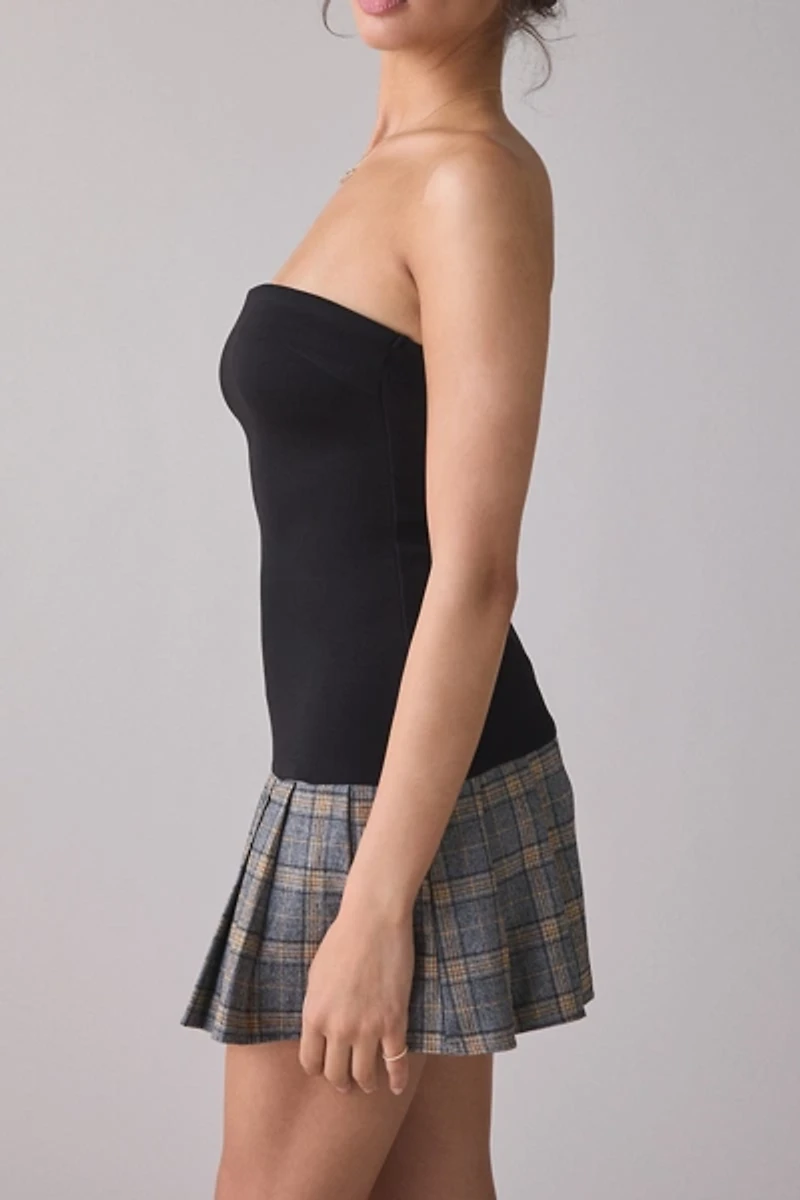 Motel Terdayu Mixed Media Strapless Pleated Mini Dress