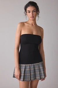 Motel Terdayu Mixed Media Strapless Pleated Mini Dress