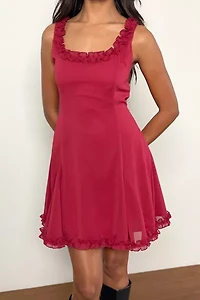 Motel Fulvia Ruffle Trim Slip Mini Dress