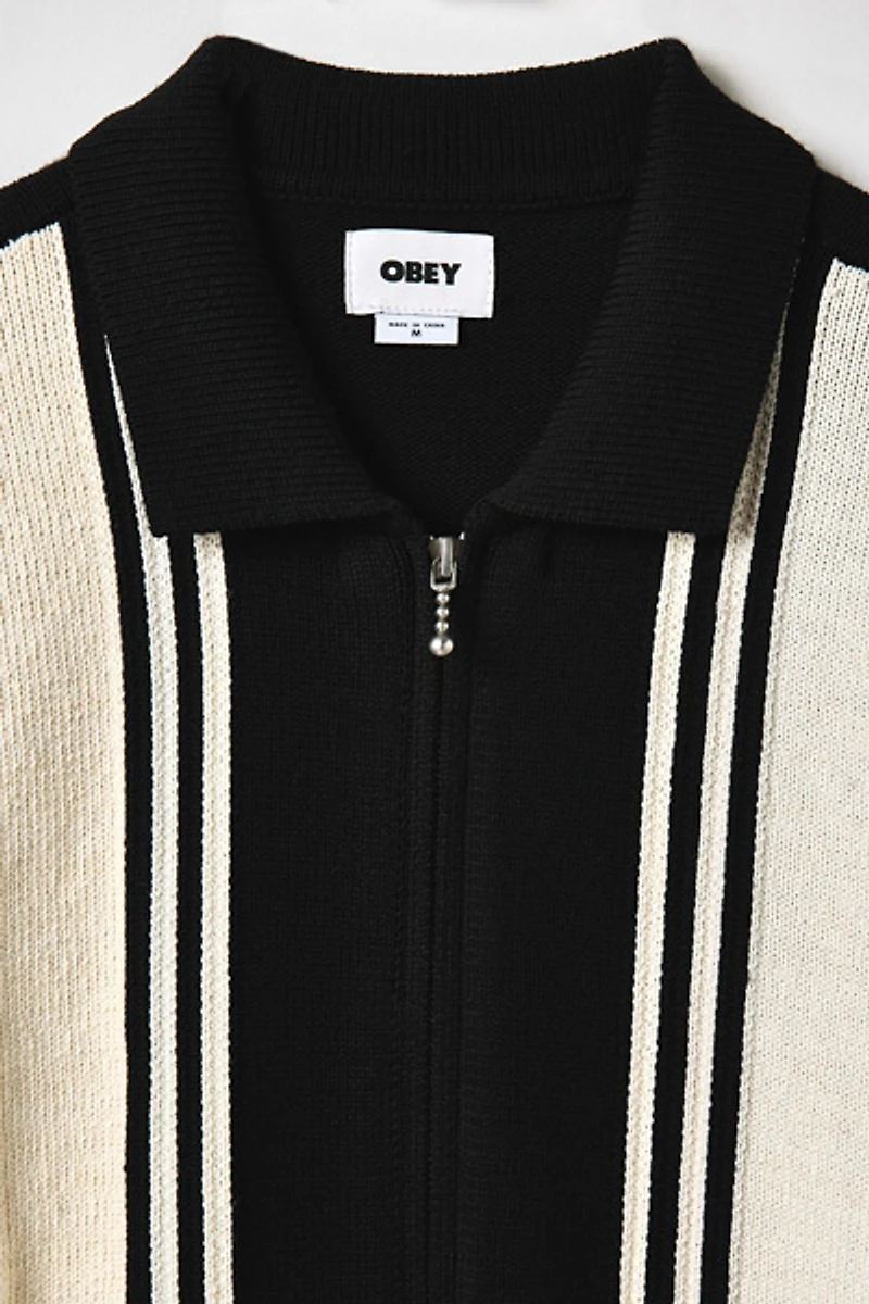 OBEY Matt Zip Up Polo Collar Sweater