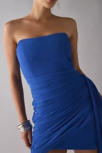 Lulus Mikaela Asymmetric Draped Chiffon Strapless Mini Dress