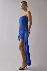 Lulus Mikaela Asymmetric Draped Chiffon Strapless Mini Dress