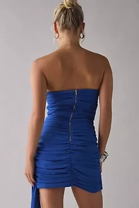 Lulus Mikaela Asymmetric Draped Chiffon Strapless Mini Dress