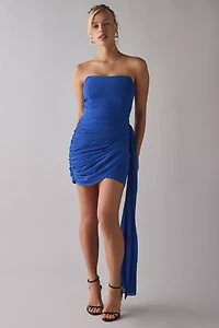 Lulus Mikaela Asymmetric Draped Chiffon Strapless Mini Dress