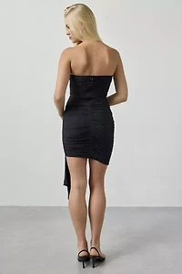 Lulus Manhattan Asymmetric Ruched Rhinestone Strapless Mini Dress