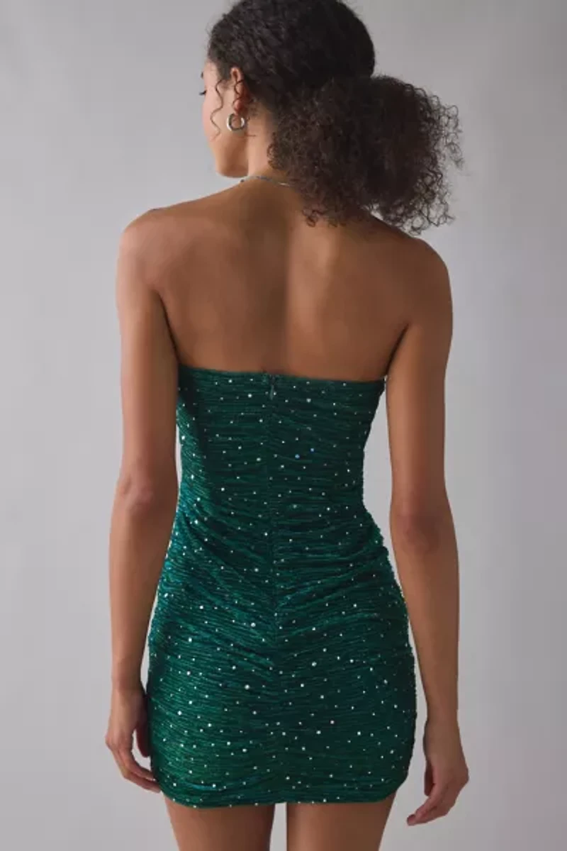 Lulus Moonlight Metallic Mesh Strapless Bodycon Mini Dress