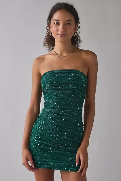 Lulus Moonlight Metallic Mesh Strapless Bodycon Mini Dress