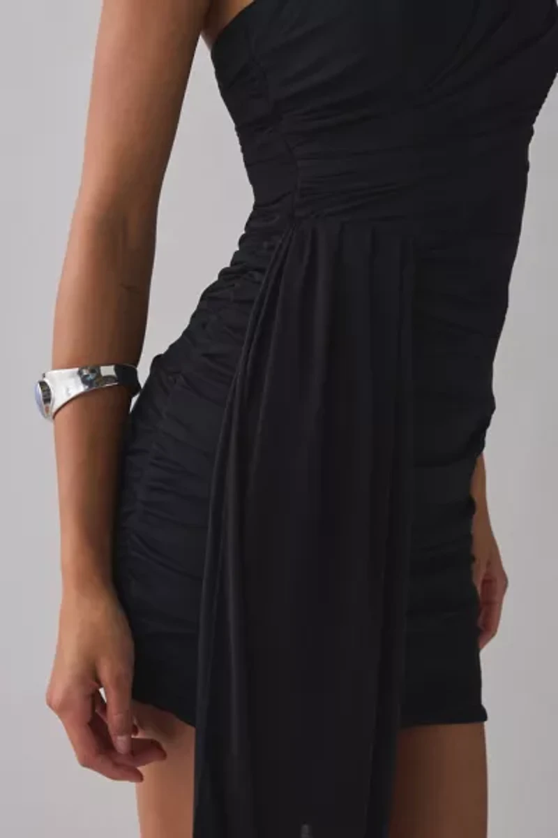 Lulus Prism Draped Mesh Cascading Ruffle Strapless Mini Dress