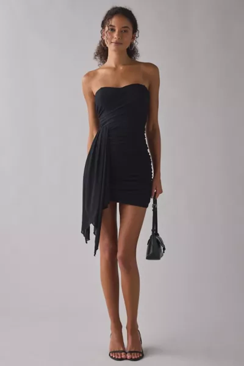 Lulus Prism Draped Mesh Cascading Ruffle Strapless Mini Dress