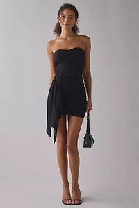 Lulus Prism Draped Mesh Cascading Ruffle Strapless Mini Dress