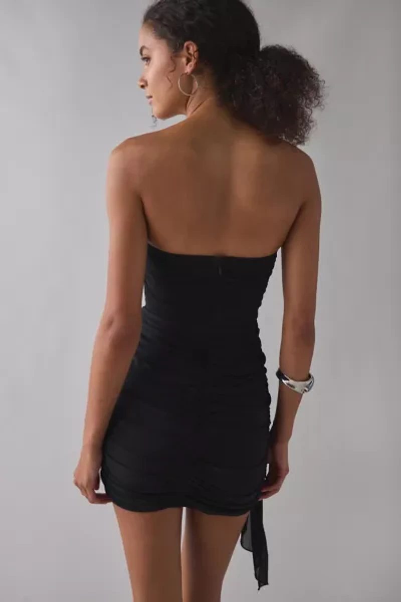 Lulus Prism Draped Mesh Cascading Ruffle Strapless Mini Dress