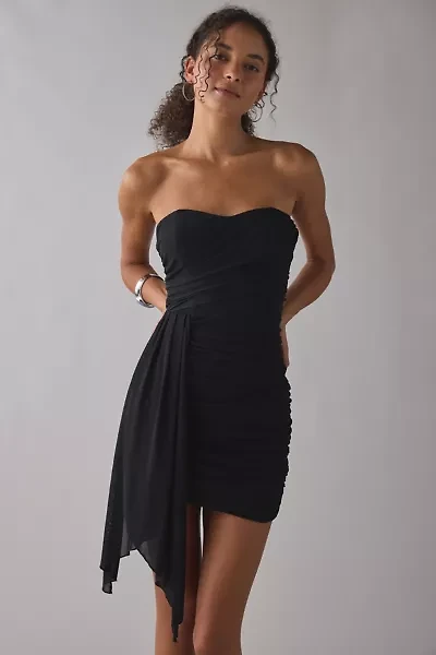 Lulus Prism Draped Mesh Cascading Ruffle Strapless Mini Dress