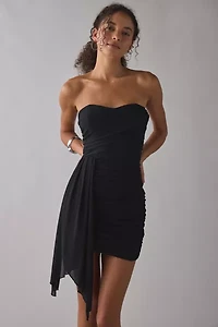 Lulus Prism Draped Mesh Cascading Ruffle Strapless Mini Dress