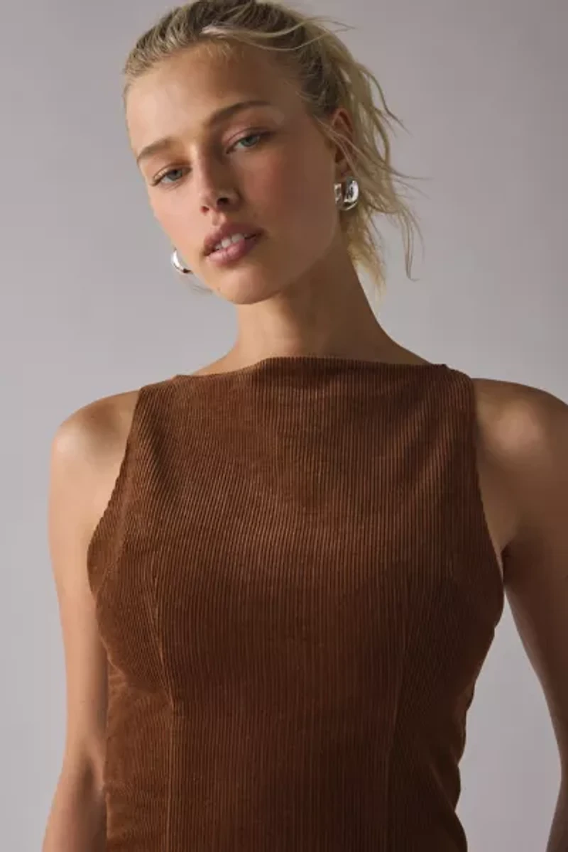 Lioness Coquette Belted Corduroy Mini Dress