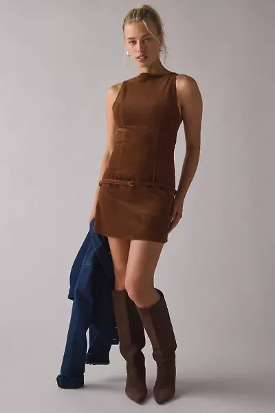 Lioness Coquette Belted Corduroy Mini Dress