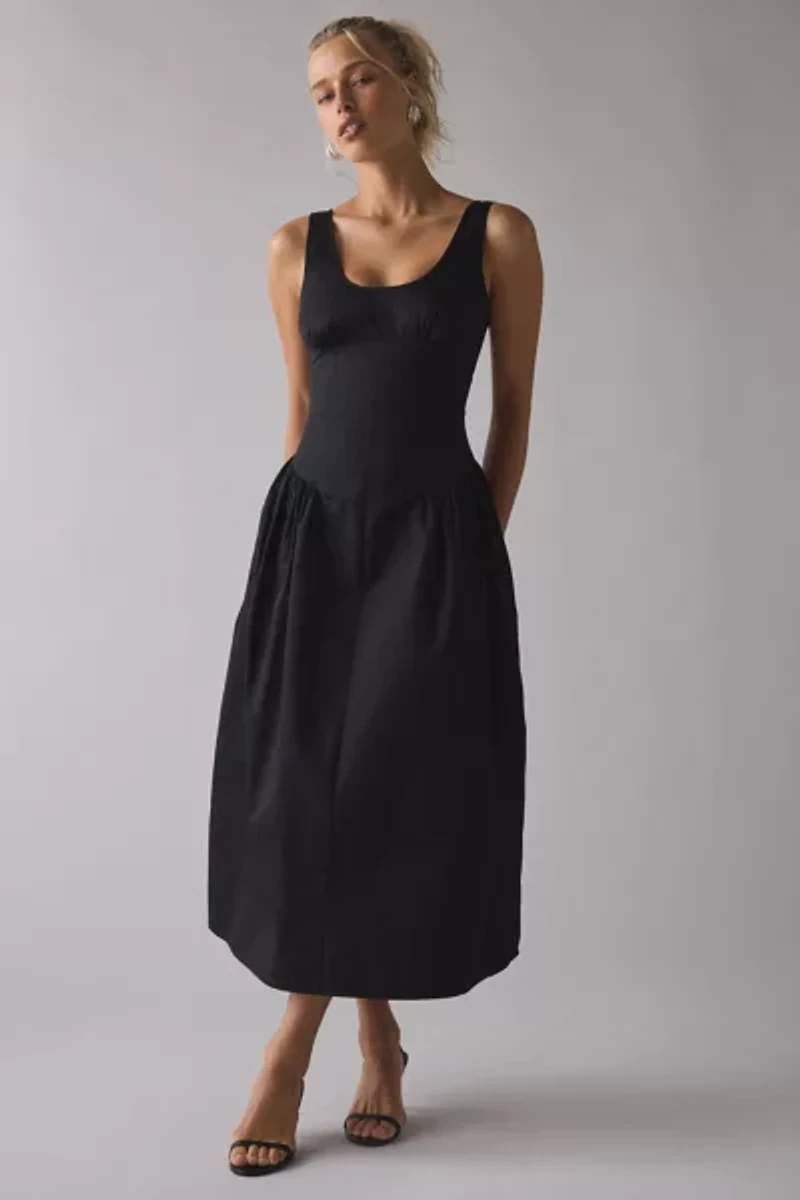 Lioness Luna Rose Drop Waist Cotton Maxi Dress