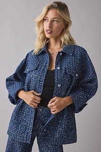 by.DYLN Valentina Sequin Embellished Oversized Denim Jacket