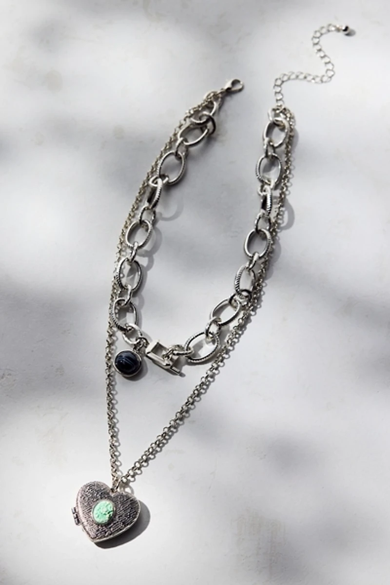 Tennessee Chunky Chain Locket Layered Necklace