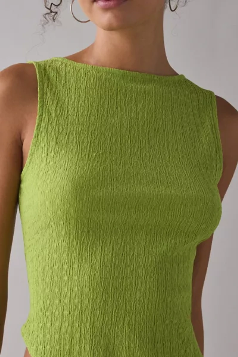 ReMADE By UO Remnants Textured Knit Asymmetric Hanky Hem Tank Top